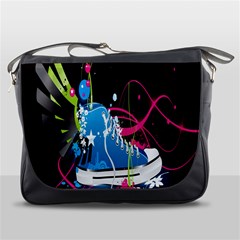 Sneakers Shoes Patterns Bright Messenger Bag by Proyonanggan