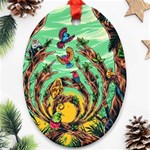 Monkey Tiger Bird Parrot Forest Jungle Style Oval Ornament (Two Sides) Back