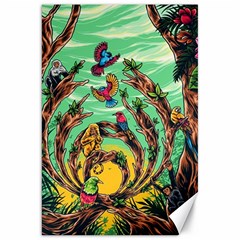 Monkey Tiger Bird Parrot Forest Jungle Style Canvas 20  X 30  by Grandong