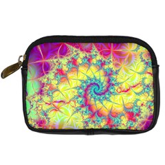 Fractal Spiral Abstract Background Vortex Yellow Digital Camera Leather Case by Bangk1t