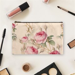 Roses Plants Vintage Retro Flowers Pattern Cosmetic Bag (medium) by Bangk1t