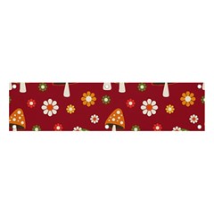 Woodland Mushroom And Daisy Seamless Pattern On Red Backgrounds Banner And Sign 4  X 1  by Amaryn4rt