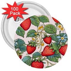 Strawberry Fruit 3  Buttons (100 Pack)  by Amaryn4rt