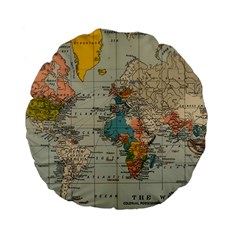 Vintage World Map Standard 15  Premium Flano Round Cushions by pakminggu