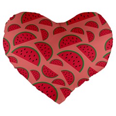 Watermelon Red Food Fruit Healthy Summer Fresh Large 19  Premium Flano Heart Shape Cushions by pakminggu