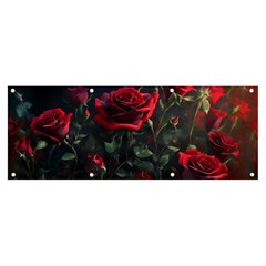 Rose Flower Plant Red Banner And Sign 8  X 3  by Ravend