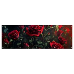 Rose Flower Plant Red Banner And Sign 12  X 4  by Ravend