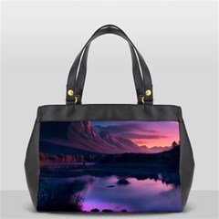 Lake Mountain Night Sea Flower Nature Oversize Office Handbag (2 Sides) by Ravend