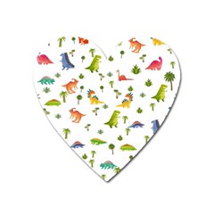 Vector Baby Dino Seamless Pattern Heart Magnet by Grandong