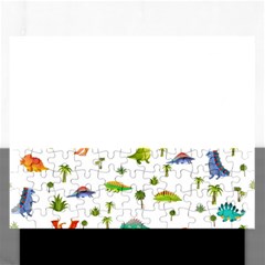 Vector Baby Dino Seamless Pattern Rectangular Jigsaw Puzzl by Grandong