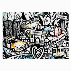 New York City Nyc Broadway Doodle Art Large Glasses Cloth (2 Sides) by Grandong