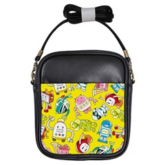 Robot Pattern Girls Sling Bag by Grandong