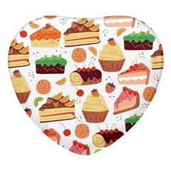 Dessert And Cake For Food Pattern Heart Glass Fridge Magnet (4 Pack) by Grandong