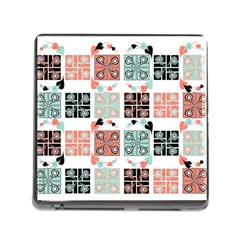 Mint Black Coral Heart Paisley Memory Card Reader (square 5 Slot) by Grandong