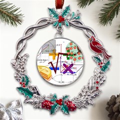 Mathematics Formula Physics School Metal X mas Wreath Holly Leaf Ornament by Grandong