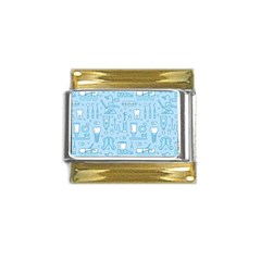 Dentist Blue Seamless Pattern Gold Trim Italian Charm (9mm) by Grandong