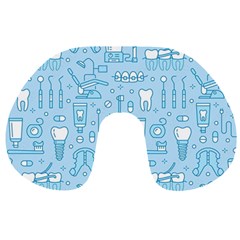 Dentist Blue Seamless Pattern Travel Neck Pillow by Grandong