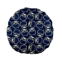 Cute Seamless Owl Background Pattern Standard 15  Premium Flano Round Cushions by Grandong