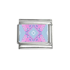 Bohemian Chintz Illustration Pink Blue White Italian Charm (9mm) by Mazipoodles