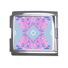 Bohemian Chintz Illustration Pink Blue White Mega Link Italian Charm (18mm) by Mazipoodles