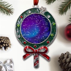 Realistic Night Sky With Constellations Metal X mas Lollipop With Crystal Ornament by Cowasu