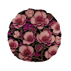 Plum Blossom Blossom Standard 15  Premium Flano Round Cushions by Grandong