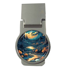 Forest River Night Evening Moon Money Clips (round)  by pakminggu