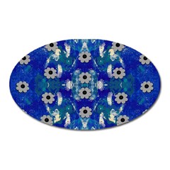 Oilpainting Blue Flowers In The Peaceful Night Oval Magnet by pepitasart