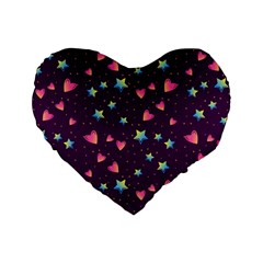 Colorful-stars-hearts-seamless-vector-pattern Standard 16  Premium Flano Heart Shape Cushions by pakminggu