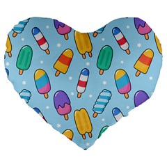 Cute-kawaii-ice-cream-seamless-pattern Large 19  Premium Flano Heart Shape Cushions by pakminggu