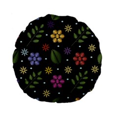 Embroidery-seamless-pattern-with-flowers Standard 15  Premium Flano Round Cushions by pakminggu