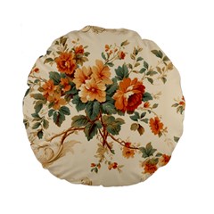 Flowers Leaves Swirl Plant Standard 15  Premium Flano Round Cushions by pakminggu