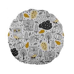 Doodle Seamless Pattern With Autumn Elements Standard 15  Premium Flano Round Cushions by pakminggu