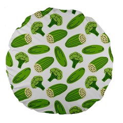 Vegetable Pattern With Composition Broccoli Large 18  Premium Flano Round Cushions by pakminggu