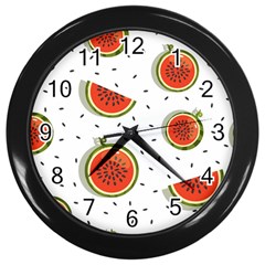 Seamless Background Pattern With Watermelon Slices Wall Clock (black) by pakminggu