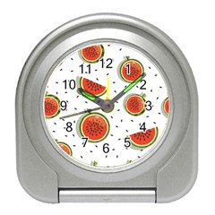 Seamless Background Pattern With Watermelon Slices Travel Alarm Clock by pakminggu