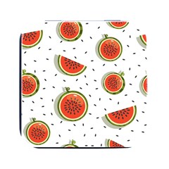 Seamless Background Pattern With Watermelon Slices Square Metal Box (black) by pakminggu