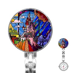 Beauty Stained Glass Castle Building Stainless Steel Nurses Watch by Cowasu