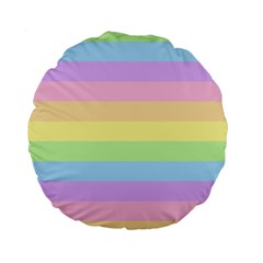 Cute Pastel Rainbow Striped Pattern Standard 15  Premium Flano Round Cushions by pakminggu