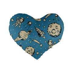 Space Objects Nursery Pattern Standard 16  Premium Flano Heart Shape Cushions by pakminggu