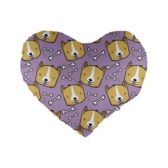 Corgi Pattern Standard 16  Premium Heart Shape Cushions by Cowasu