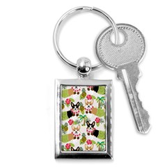 Corgis Hula Pattern Key Chain (rectangle) by Cowasu