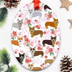 Corgis Corgi Pattern Oval Ornament (two Sides) by Cowasu