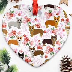 Corgis Corgi Pattern Heart Ornament (two Sides) by Cowasu