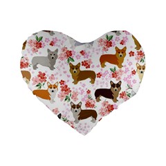 Corgis Corgi Pattern Standard 16  Premium Heart Shape Cushions by Cowasu