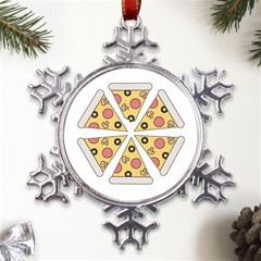 Pizza-slice-food-italian Metal Large Snowflake Ornament by Cowasu