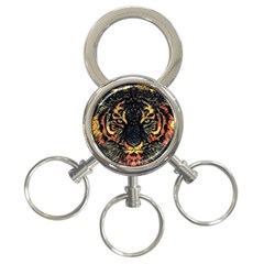 Tiger-predator-abstract-feline 3-ring Key Chain by Cowasu