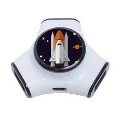 Rocket-space-universe-spaceship 3-port Usb Hub by Cowasu