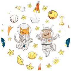 Astronaut-dog-cat-clip-art-kitten Wooden Puzzle Round by Sarkoni