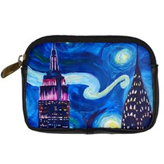 Starry Night In New York Van Gogh Manhattan Chrysler Building And Empire State Building Digital Camera Leather Case by Sarkoni